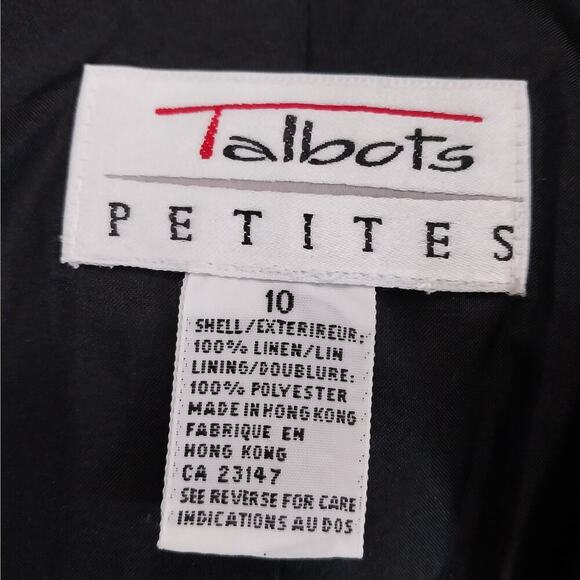 TALBOTS PETITES! PURE LINEN! GORGEOUS BLACK JACKET MOTHER/PEARL BUTTONS! SZ 10P - Picture 6 of 8